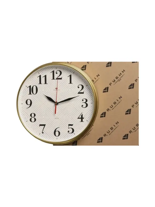 Часы настенные классические &laquo;Ромбы&raquo;, бесшумные, плавный ход, d=29 см, золотистые, от батарейки 1&times;АА