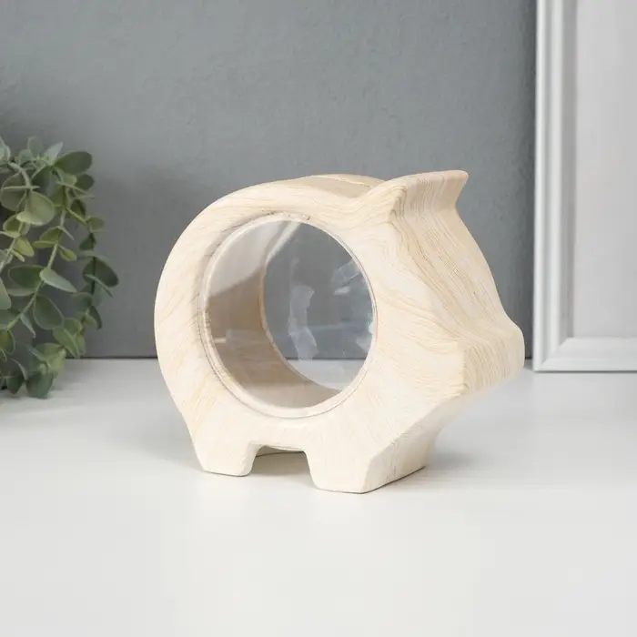 Копилка для денег &laquo;Свинья с пустым животом&raquo;, керамика под дерево, 16&times;6.6&times;13.5 см