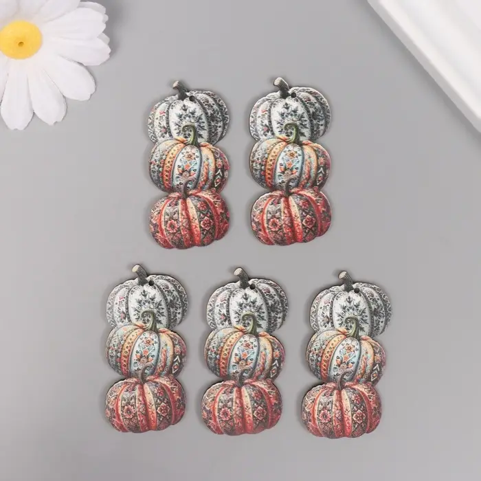 Декор для творчества дерево Декор для творчества дерево "Три узорчатые тыквы" 5,4х3,3х0,3 см