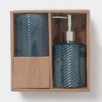 Аксессуары для ванной &laquo;Минимал&raquo;, 2 предмета: дозатор для мыла 350 мл, стакан 350 мл, синие