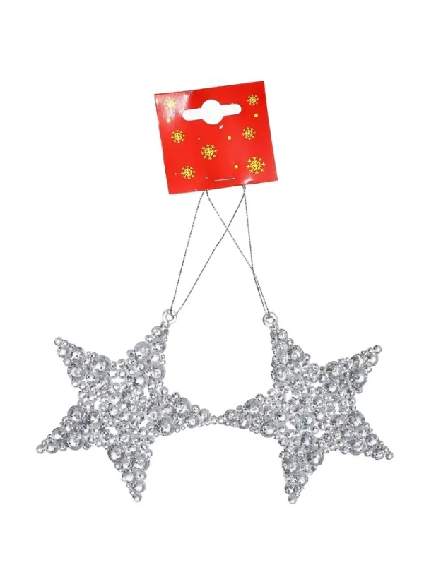 Ёлочные игрушки 2 шт. &laquo;Зимнее волшебство. Звезда - магия&raquo;, 9.5 см, прозрачный