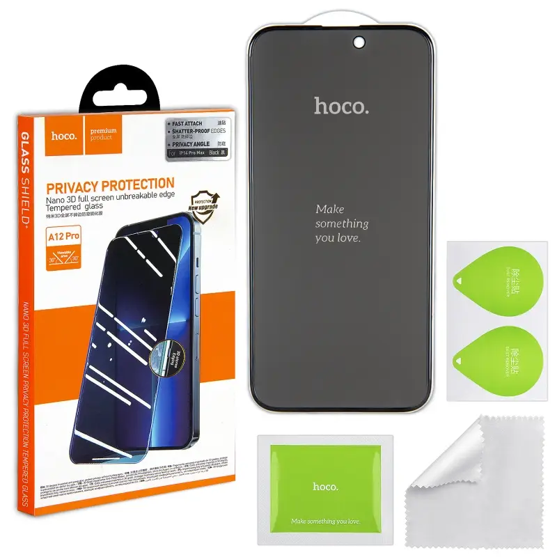 *Защитное стекло iPh 14 Pro Max (6.7) 3D black (A12 Pro) HOCO Privace усиленые края *Защитное стекло iPh 14 Pro Max (6.7) 3D black (A12 Pro) HOCO Privace усиленые края
