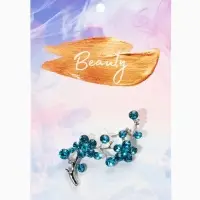 Брошь &laquo;Цветы. Ветвь яблони&raquo;, голубая в серебре