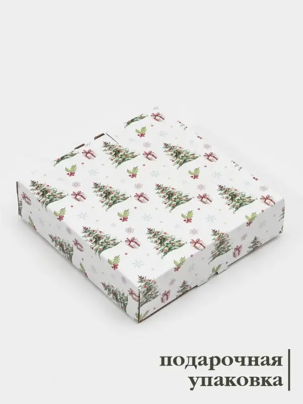 Блюдо новогоднее сервировочное Доляна &laquo;Зверьки в лесу&raquo;, 17.7&times;18.5&times;3.5 см, стекло, белое, зелёное