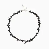 Ожерелье из камня, 45 см, чёрно-серое