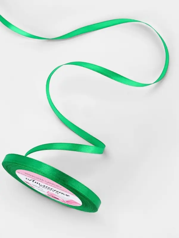 Лента атласная, 6 мм × 23 ± 1 м, цвет зелёный №19 Лента атласная, 6 мм × 23 ± 1 м, цвет зелёный №19