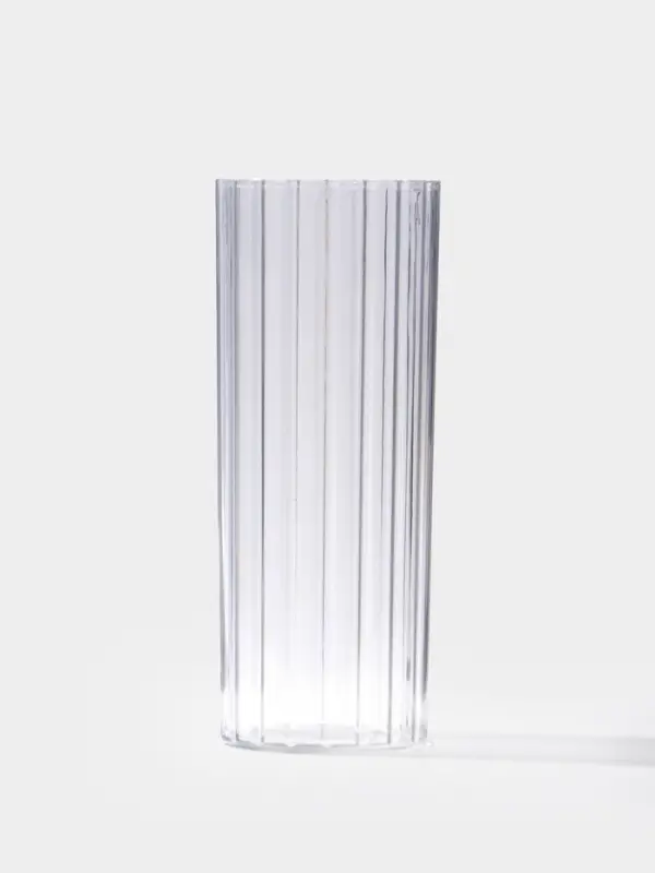 Ваза настольная пластик "Венера" полосы, 24,5х9,5 см, прозрачный