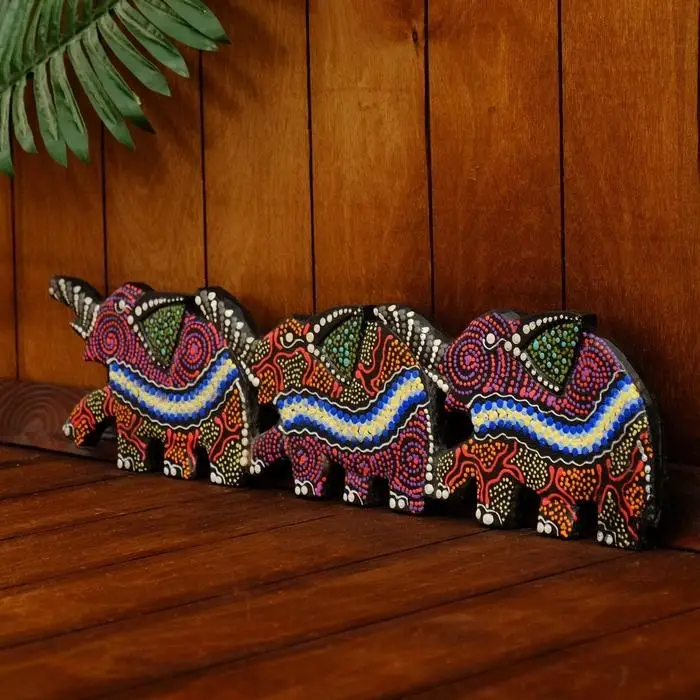 Панно декоративное  Панно декоративное "Три слона" 50х13х1,5 см МИКС