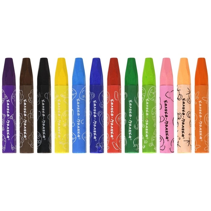 Пастель масляная 12 цветов  Пастель масляная 12 цветов "Каляка-Маляка", утолщенная, 11 мм, шестигранная