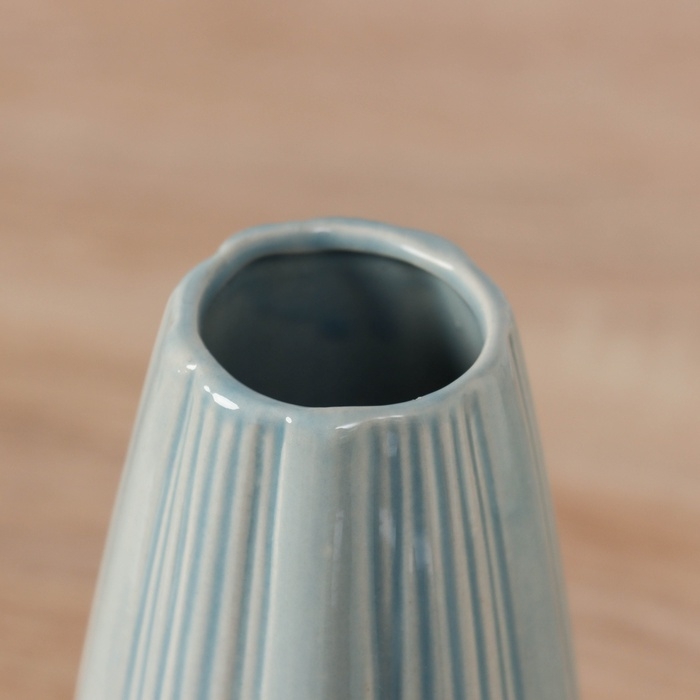 Ваза керамика настольная Ваза керамика настольная "Солвейг" бочка, 17,5х6,5 см, голубой