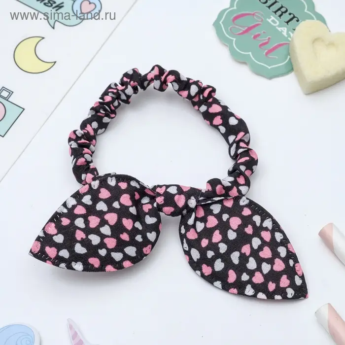 Резинка для волос «Веселые ушки», кружева сердечки, МИКС Резинка для волос «Веселые ушки», кружева сердечки, МИКС