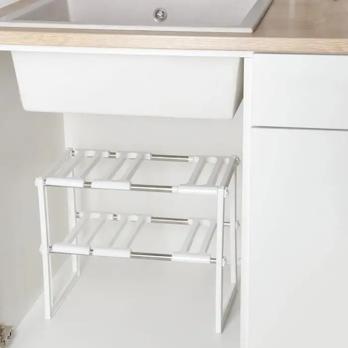 Полка под раковину раздвижная, 26&times;50(70)&times;38 см, белая