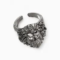 Кольцо &laquo;Перстень&raquo;, лев, цвет чернёное серебро, безразмерное