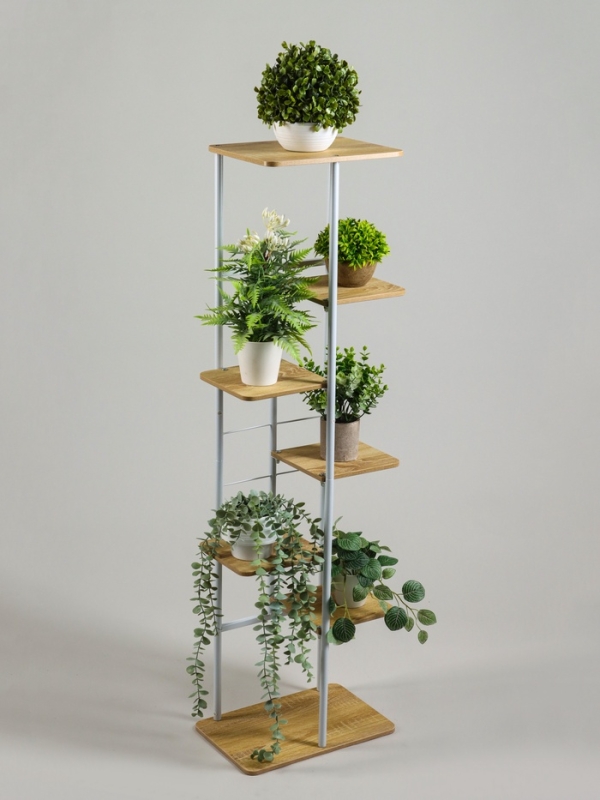 Подставка для цветов Greengo, 7 полок, 36 × 23 × 120 см, напольная, каркас металл, полки МДФ, белая Подставка для цветов Greengo, 7 полок, 36 × 23 × 120 см, напольная, каркас металл, полки МДФ, белая