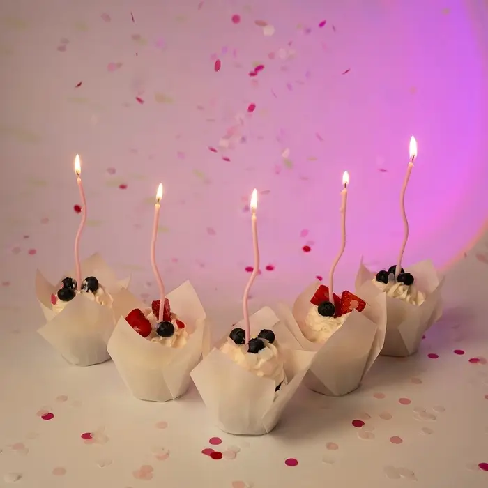 Свечи в торт "Спирали Люкс", розовый, 6 шт. 0,4*13 + 3 см