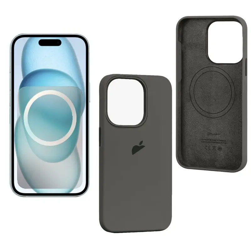 Чехол iPh 15 Pro Max Silicon Case 100% ORG (MagSafe + анимация NFC) c LOGO Clay