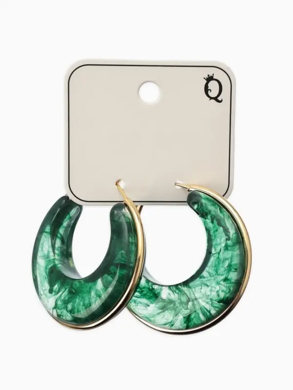 Серьги-кольца акрил &laquo;Тренд&raquo;, цвет изумрудный в золоте