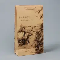 Пакет подарочный под две бутылки, упаковка, Winery, 35&times;20&times;9 см