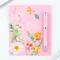 Ручка шариковая, синяя паста, 1.0 мм, на открытке металл, 1 мм &laquo;С 8 марта&raquo;