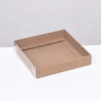 Кондитерская упаковка, крафт с PVC крышкой, 16×16×3 см