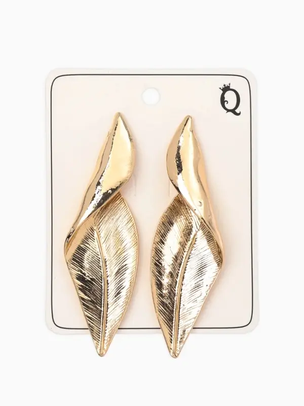 Серьги металл &laquo;Богема&raquo;, скрученный листок, цвет золото