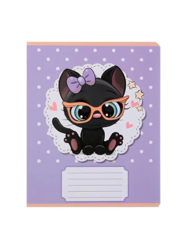 Комплект тетрадей из 10 штук, 12 листов в узкую линию Calligrata "Милашки с бантиком", обложка мелованная бумага, ВД-лак, блок офсет, 5 видов по 2 штуки