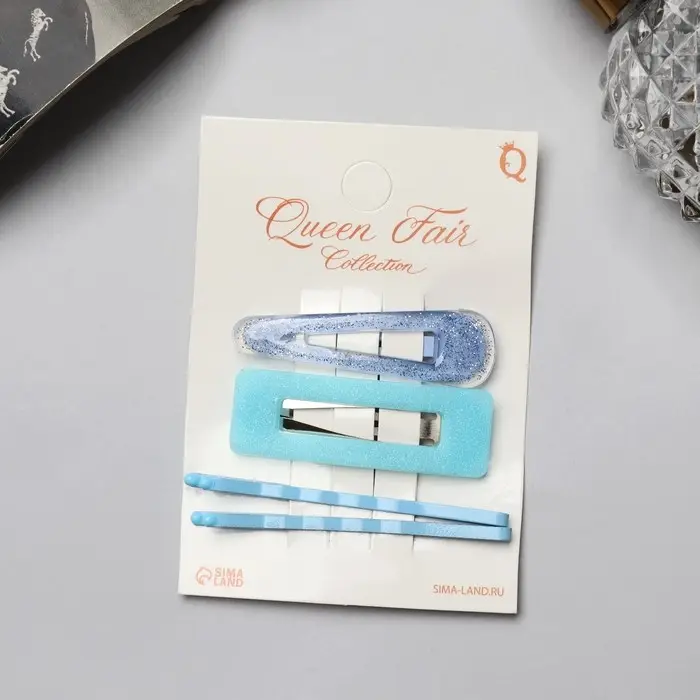 Невидимки для волос «Флоренс краски», набор 4 шт., 5.5 см, голубые Невидимки для волос «Флоренс краски», набор 4 шт., 5.5 см, голубые