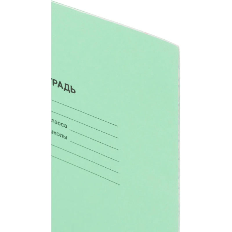 Тетрадь в зеленом офсете 12 л., частая косая линия, штука,100% белизна