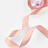 Лента атласная, с серебряным люрексом, 25 мм, 23&plusmn;1 м, светло-розовая №107