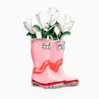 Брошь "Цветы Тюльпанов в Сапогах", цвет бело-розовый в серебре