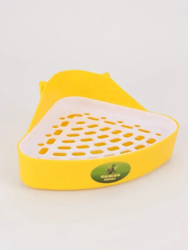 Туалет для кроликов и хорьков, 24&times;18&times;11 см, угловой, пластик, жёлтый