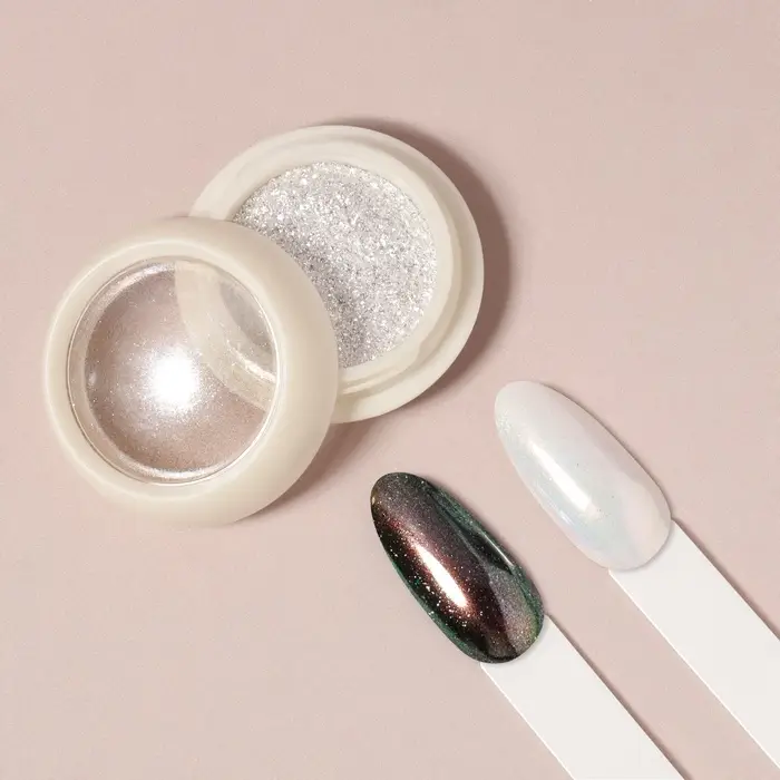 Втирка для ногтей, с аппликатором, жемчужная, зеркальная