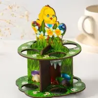 Подставка пасхальная на 8 яиц в двух ярусах "Цыпленок, 15,5х12,5 см