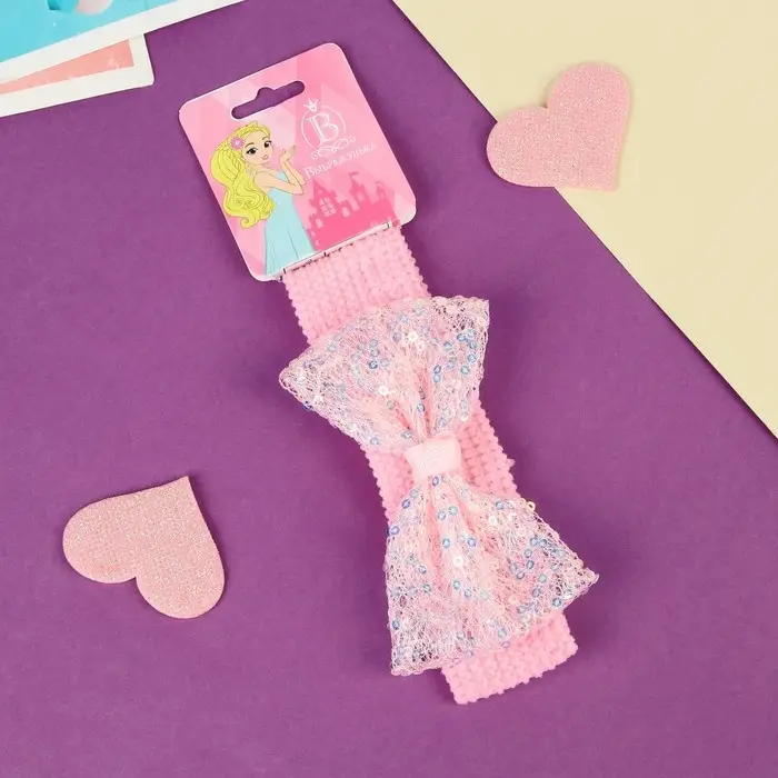 Повязка для волос Повязка для волос "Выбражулька" блеск классик перелив, 16х3 см, розовый