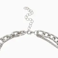 Цепь "Сердце" железо (набор 2шт) , 32/40см, цвет серебро