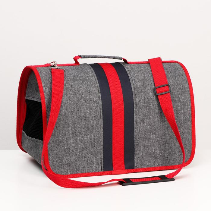 Сумка - переноска для животных, каркасная, складная, 40 х 25 х 26 см, красно-серая Сумка - переноска для животных, каркасная, складная, 40 х 25 х 26 см, красно-серая