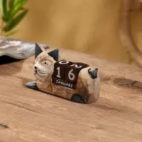Вечный календарь &laquo;Кошка&raquo;, 13&times;4&times;6.5 см, дерево