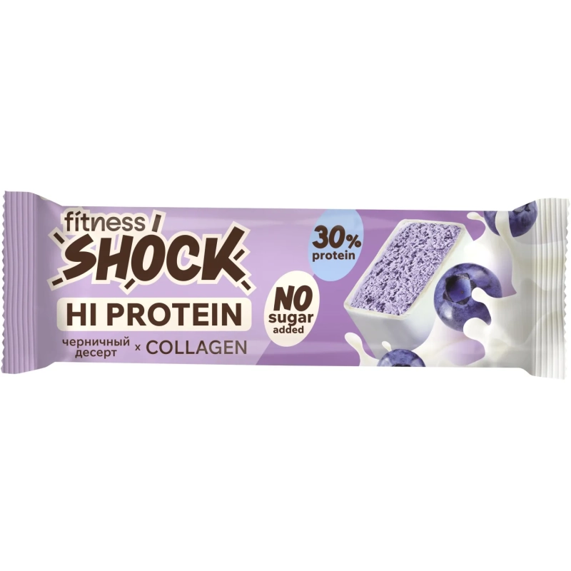 Батончик FitnesSHOCK Черничный десерт глазированный 40гx12шт/уп