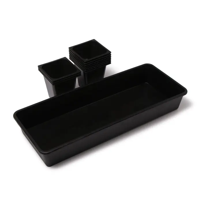 Набор для рассады: стаканы по 1 л (10 шт.), поддон 61&times;23 см, чёрный