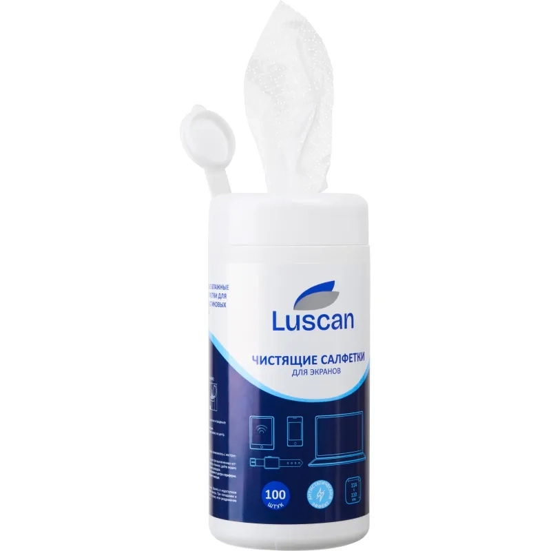 Салфетки д/экранов Luscan, туба, 100шт/уп 112х110 МБЛ