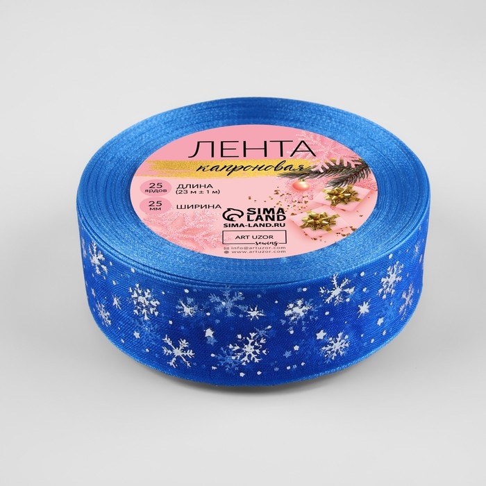 Новый год! Лента капроновая с тиснением «Снежинки», 25 мм × 23 ± 1 м, цвет синий/серебряный №040 Новый год! Лента капроновая с тиснением «Снежинки», 25 мм × 23 ± 1 м, цвет синий/серебряный №040