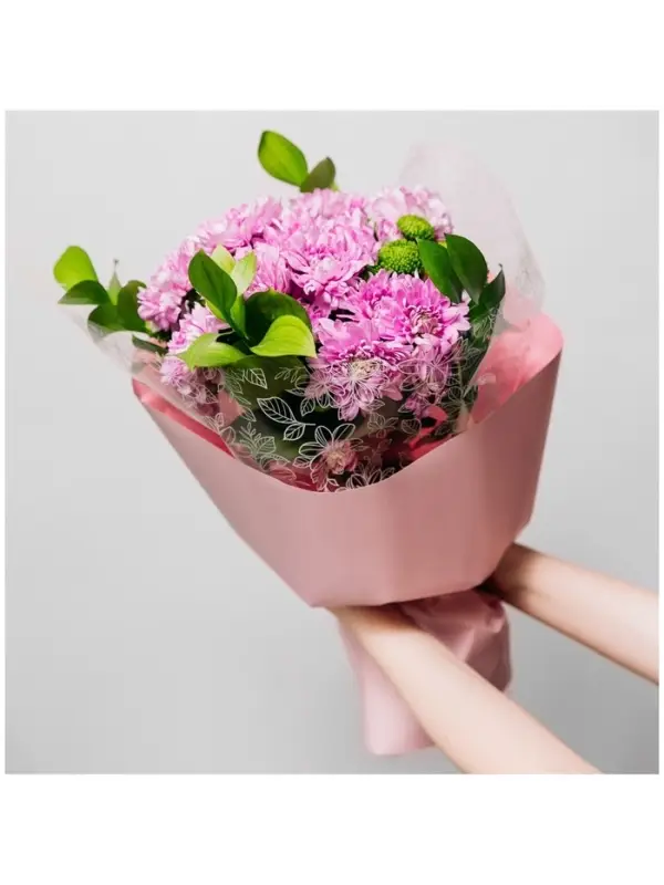 Плёнка для цветов упаковочная глянцевая прозрачная &laquo;Цветы&raquo;, белая, 0.6&times;10 м