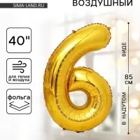 Воздушный шар фольгированный 40" &laquo;Цифра 6&raquo;