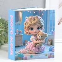 Фотоальбом на 80 фото 10х15 см "Малышка в розовом платье, с мишкой" в коробке 5х19х22,8 см   1096272