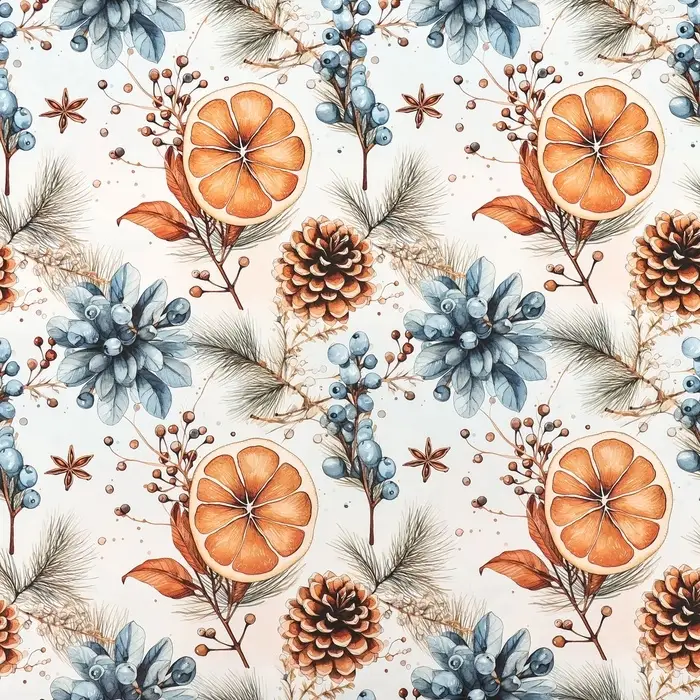 Бумага упаковочная новогодняя "Новогодний апельсин", глянец, 80 г/м2 , 70 х 100 см.