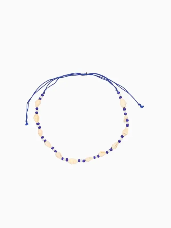 Браслет на ногу, анклет, длина 20 см, белый, синий Браслет на ногу, анклет, длина 20 см, белый, синий