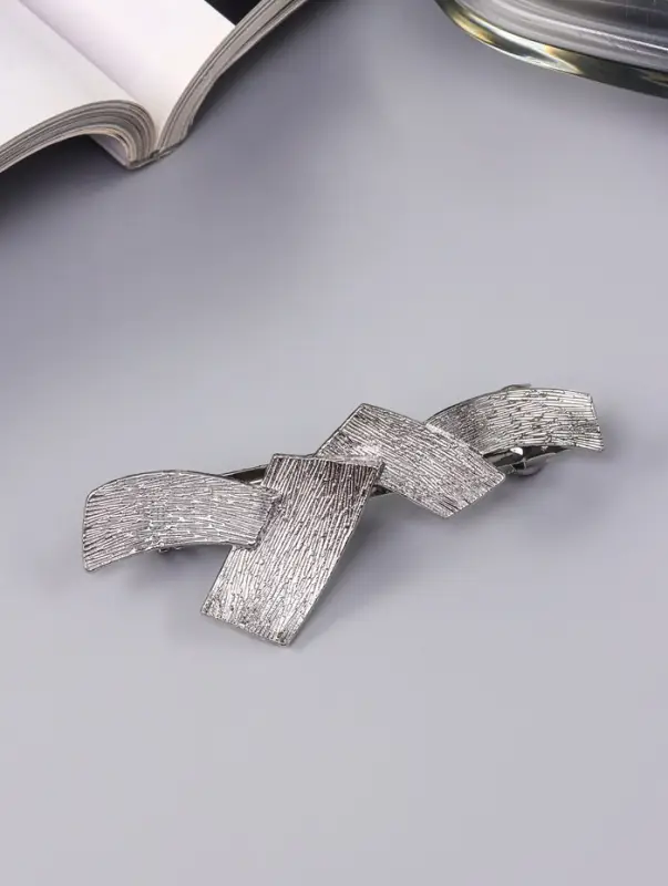 Заколка - автомат для волос &laquo;Либерти&raquo;, пересечения, 7 см, серебро