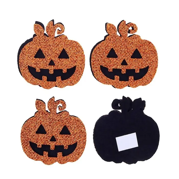 Декор на клеевой основе «Тыква с блёстками» набор 4 шт., размер 1 шт.: 4.3×4 см