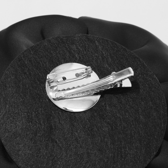 Брошь текстильная «Цветок» камелия, цвет чёрный Брошь текстильная «Цветок» камелия, цвет чёрный