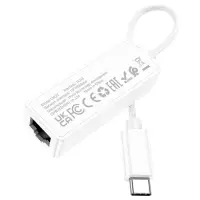 Адаптер Hoco UA22, Type-C - ethernet (100 Мб), 15 см, белый